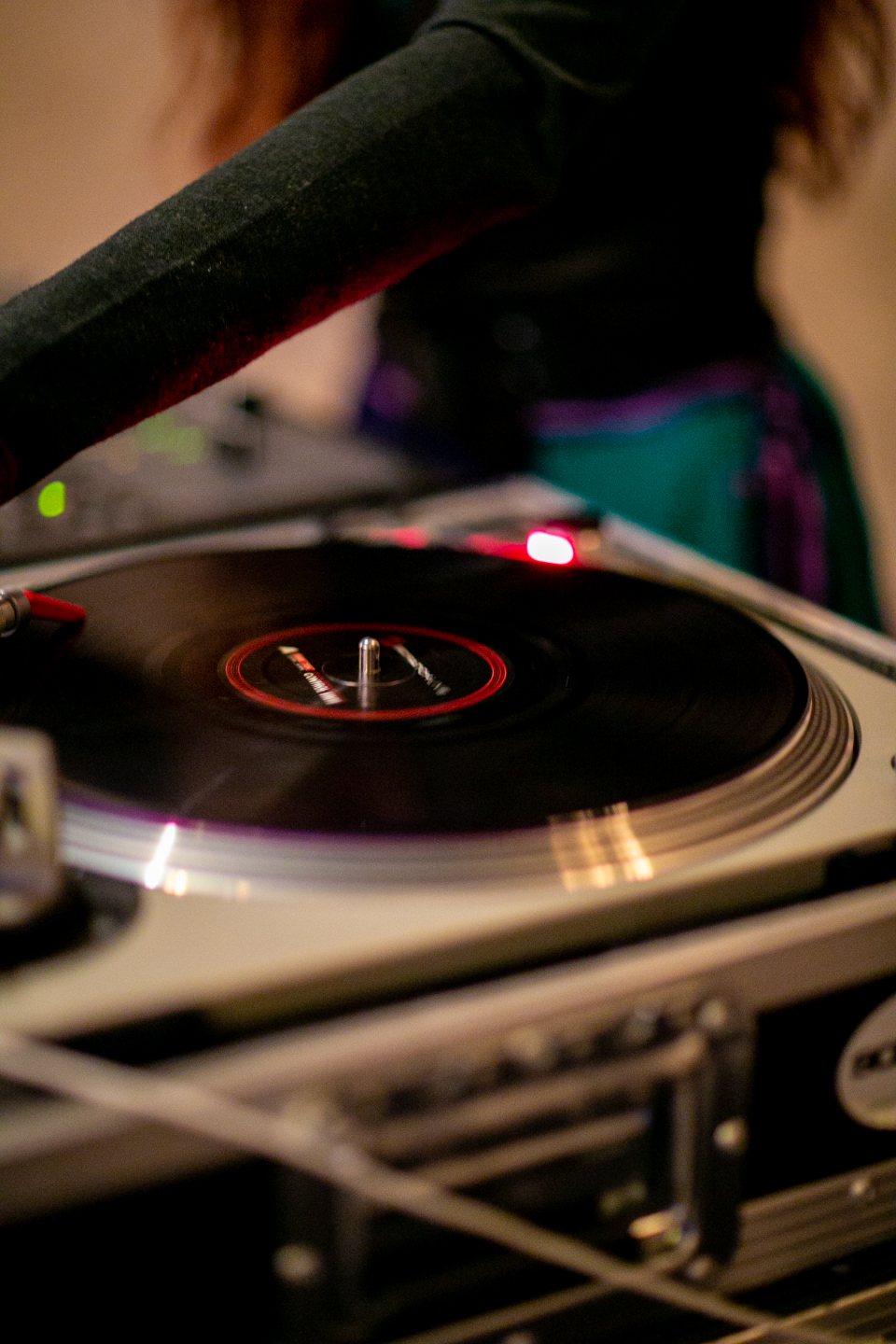 DJ booth, dark & moody style, reception — Basslane DJs