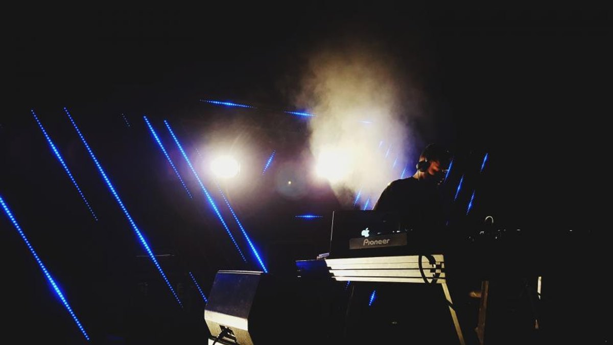 DJ booth, dark & moody style, reception — Nightjar Music